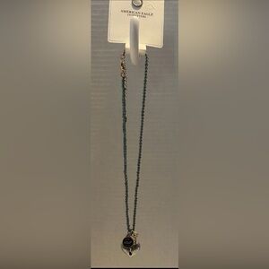 American Eagle Heart Pendant Necklace Silver Tone Adjustable Charm NWT